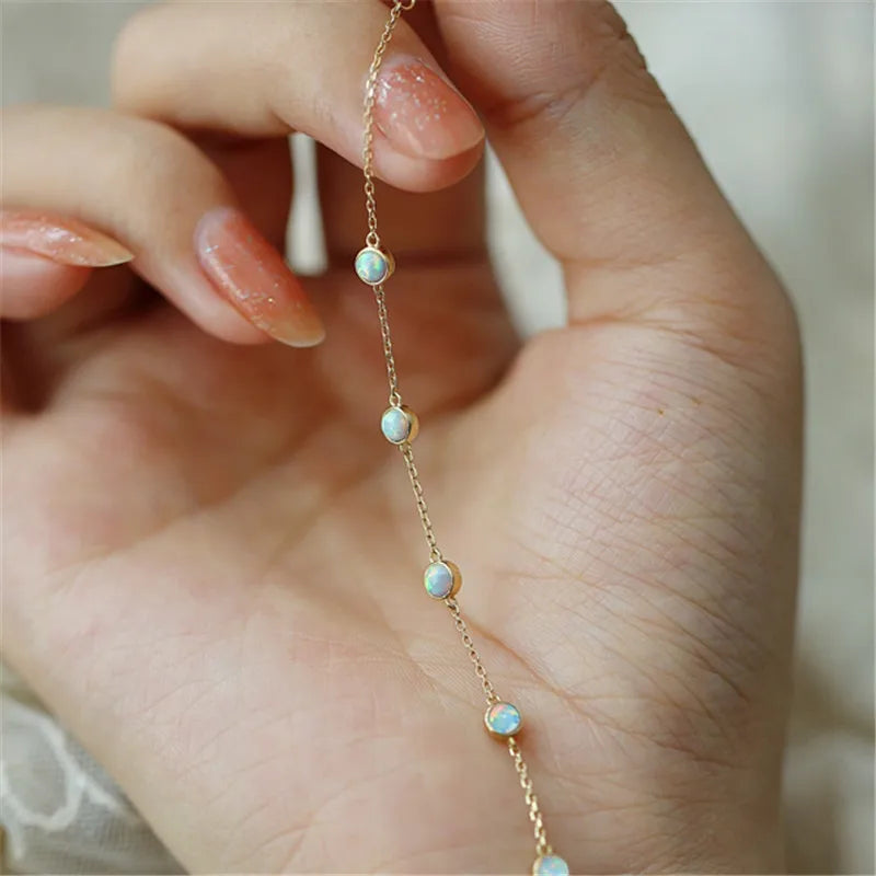 Pulseira Prata 925 Opala Imitação Banhada Ouro – Opale Lumineuse Simplicité