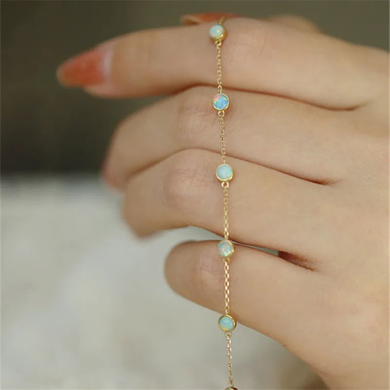 Pulseira Prata 925 Opala Imitação Banhada Ouro – Opale Lumineuse Simplicité