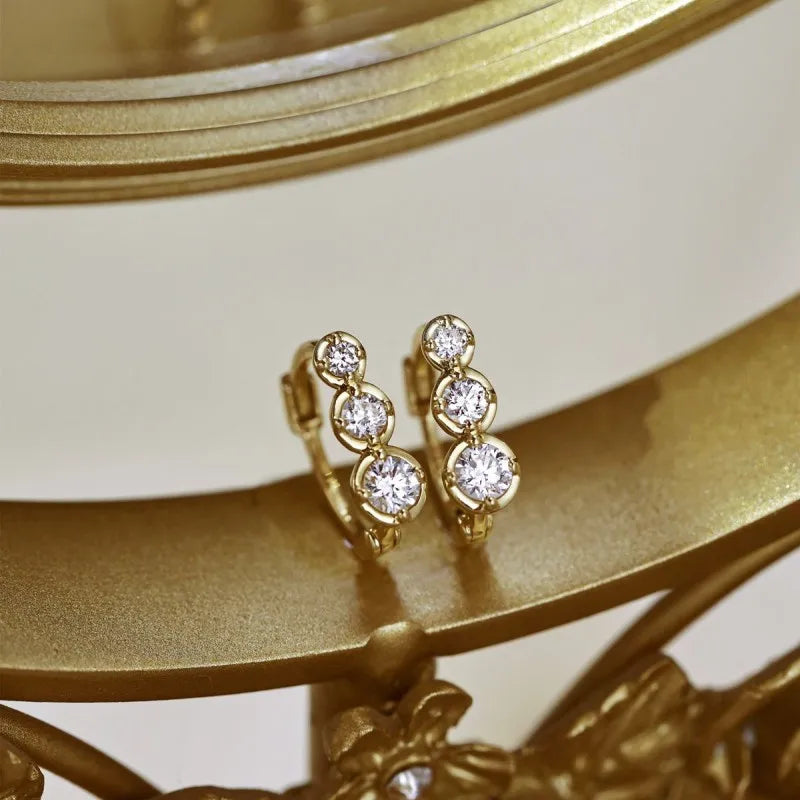 Brinco Prata 925 Degradê Zircônia Banhado Ouro – Dégradé Brillant Simplicité