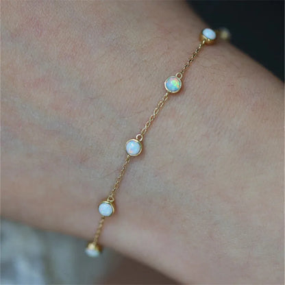 Pulseira Prata 925 Opala Imitação Banhada Ouro – Opale Lumineuse Simplicité