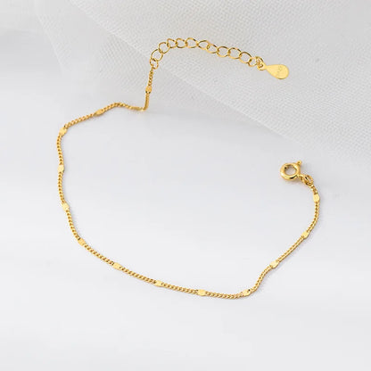 Pulseira Prata 925 Corrente Clássica Ouro 18k Charm – Chaîne Classique Simplicité
