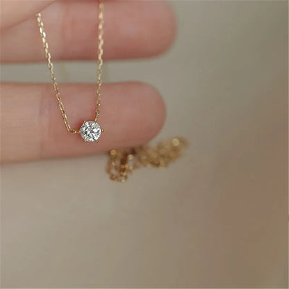 Colar Solitário Zircônia Clavícula Prata 925 – Solitaire Brillant Simplicité