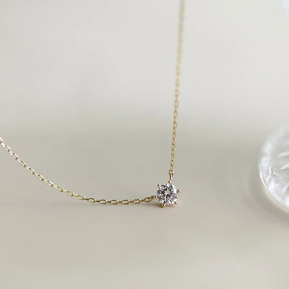 Colar Solitário Zircônia Clavícula Prata 925 – Solitaire Brillant Simplicité