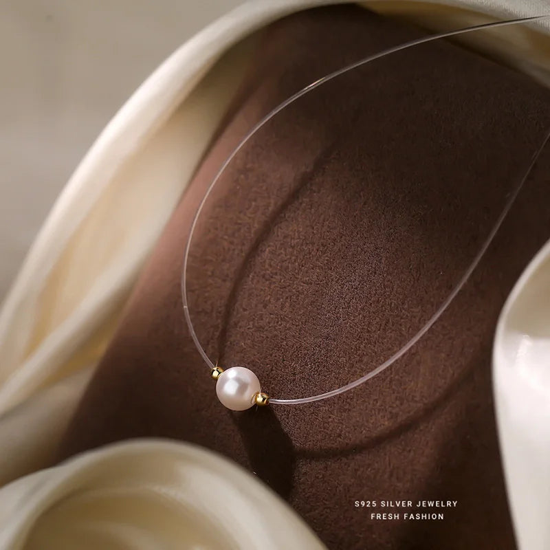 Colar prata 925 coração pérola e zircônia choker - Loja Simplicité