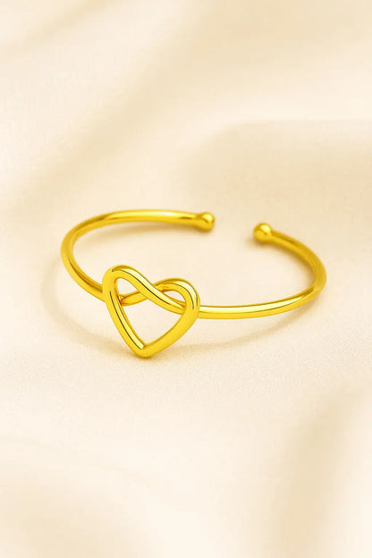 Anel dourado coração ajustável design aberto Prata 925 Simplicité