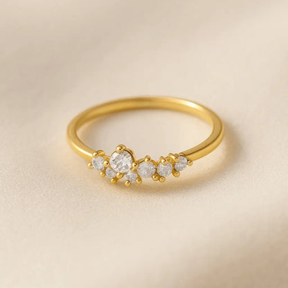 Anel dourado estrelas ajustável design aberto Prata 925 Simplicité