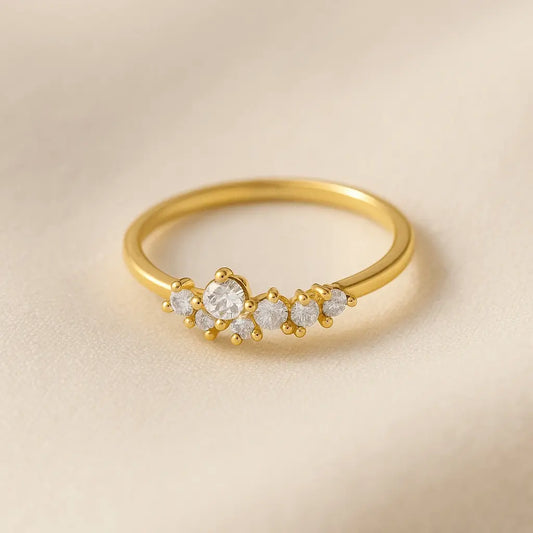 Anel dourado estrelas ajustável design aberto Prata 925 Simplicité