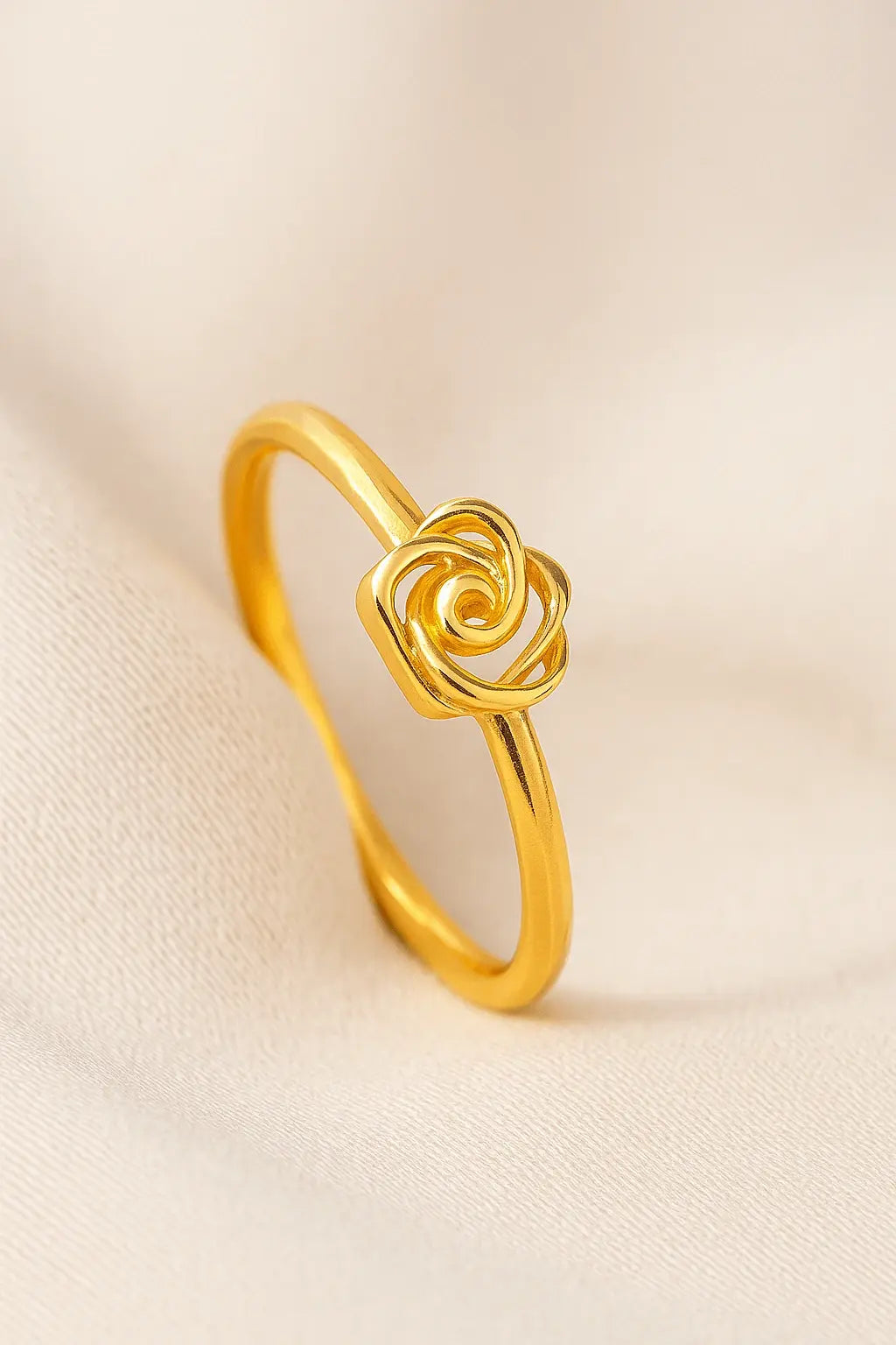 Anel dourado rosa ajustável design flor Prata 925 Simplicité