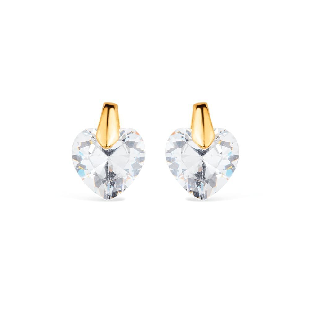 Brinco dourado zircônia formato coração Petit Cœur Brillant Simplicité