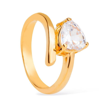 Anel dourado Bague Solitaire Cœur Précieux Simplicité