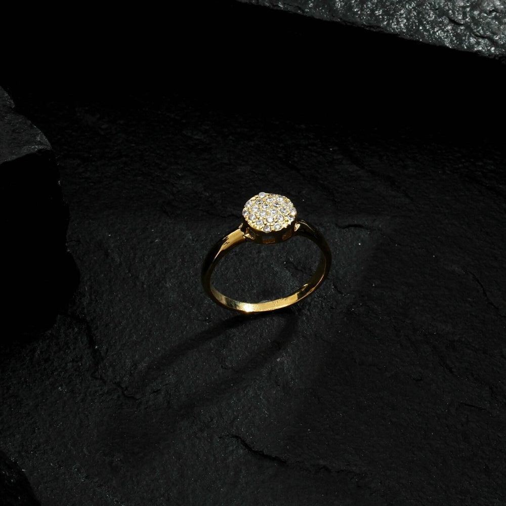 Anel Dourado Chuveirinho Cravejado de Zircônia – Cascade Dorée Simplicité
