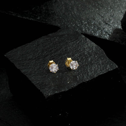 Brinco Dourado Ponto de Luz Pequeno em Zircônia – Petit Éclat Simplicité
