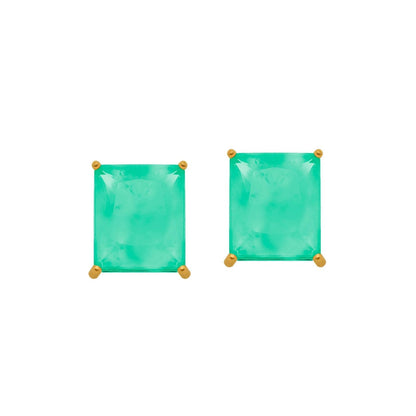 Brinco dourado Rectangle Émeraude Simplicité