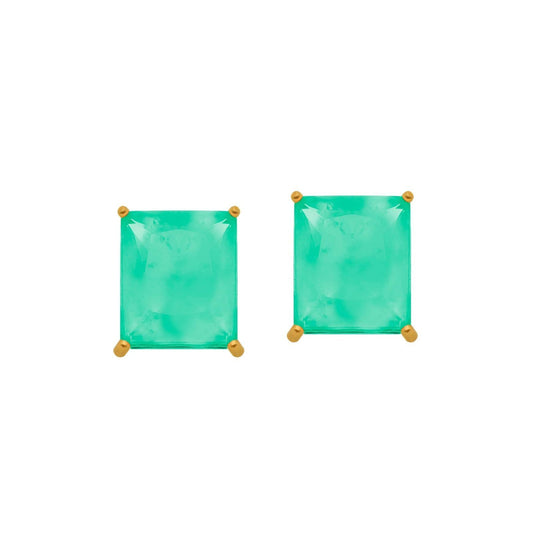 Brinco dourado Rectangle Émeraude Simplicité