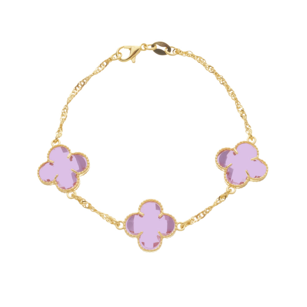 Pulseira dourada Bracelet Trèfles Rose Simplicité