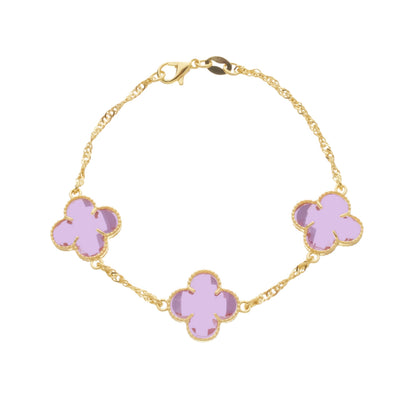 Pulseira dourada Bracelet Trèfles Rose Simplicité