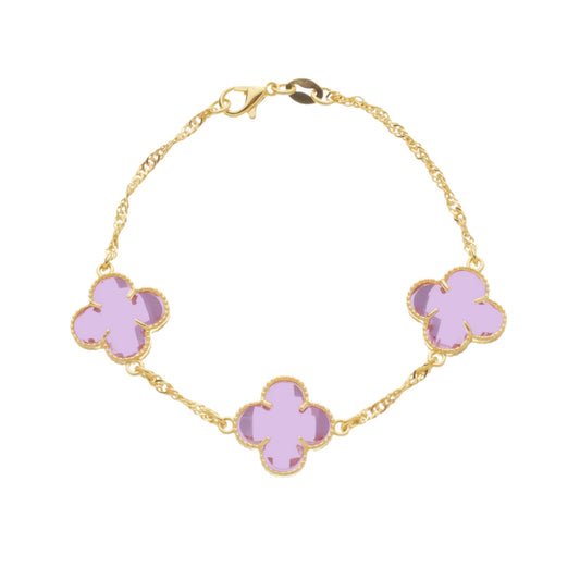 Pulseira dourada Bracelet Trèfles Rose Simplicité