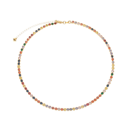Colar choker dourado Riviera Multicolore Simplicité