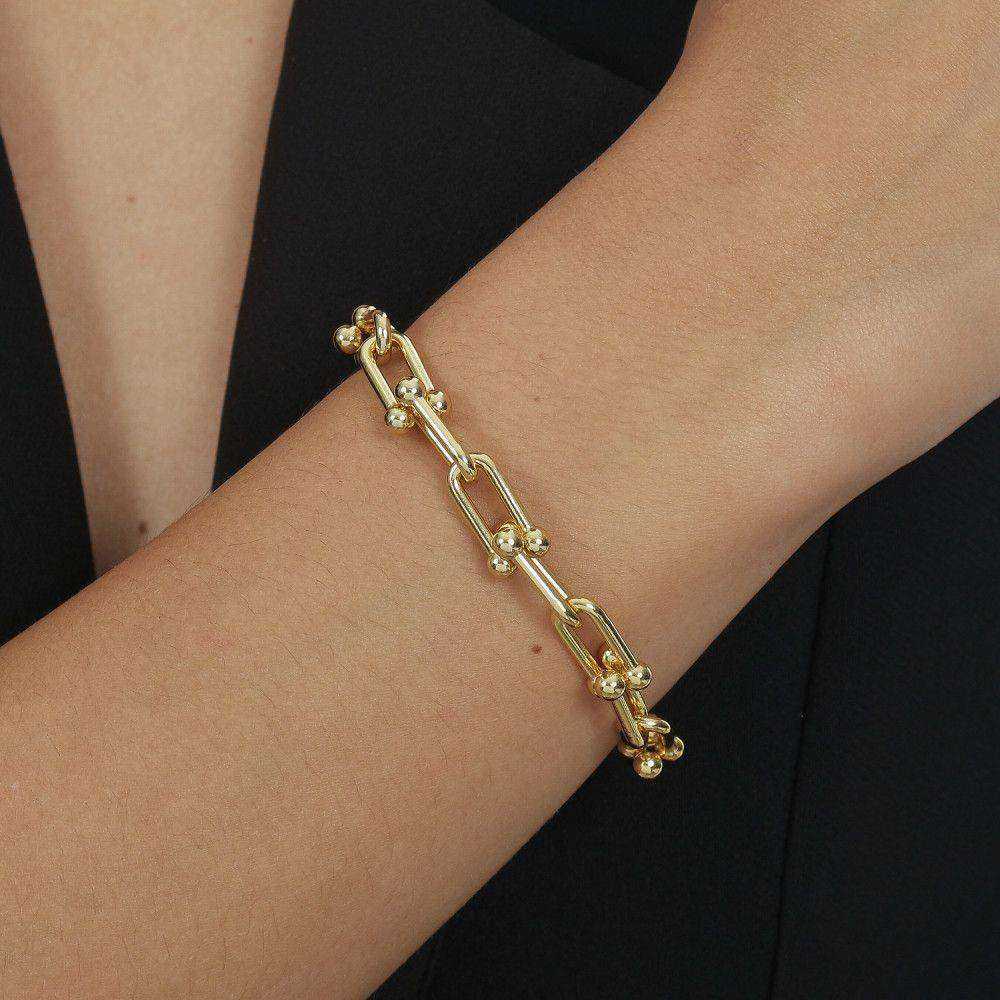 Pulseira dourada Bracelet Maillon Doré Simplicité em detalhe