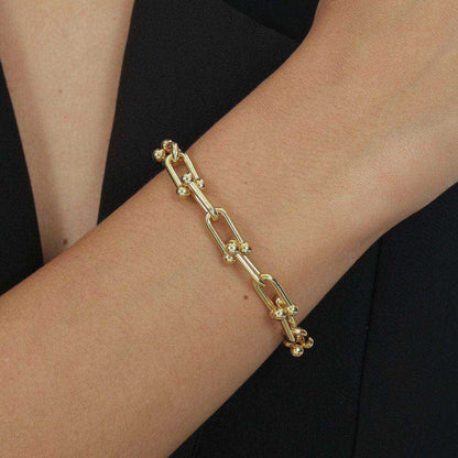 Pulseira dourada Bracelet Maillon Doré Simplicité em detalhe