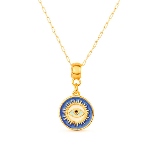 Colar dourado medalha olho grego Médaille de l'Œil Simplicité