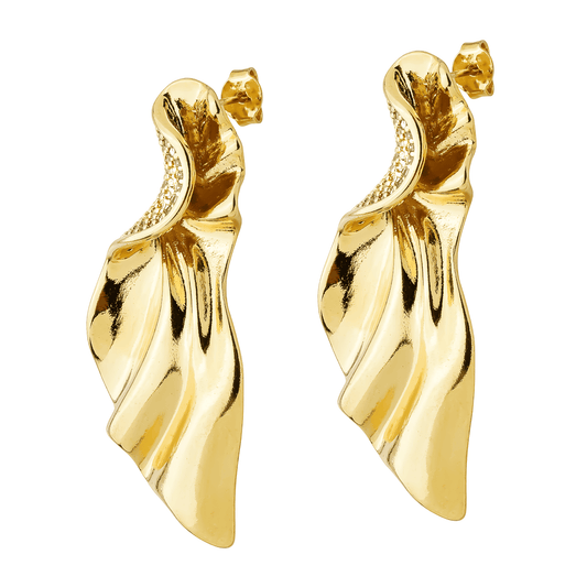 Brinco dourado formato de asas com zircônias Ailes de Lumière Simplicité