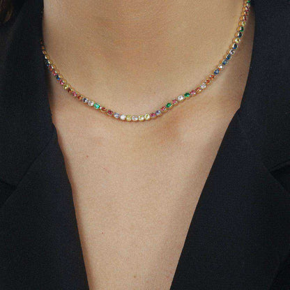 Colar choker dourado Riviera Multicolore Simplicité em detalhe