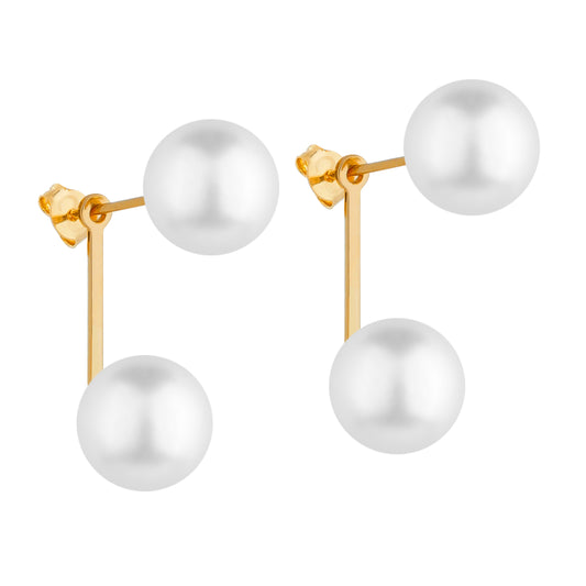 Brinco dourado Double Perle Simplicité