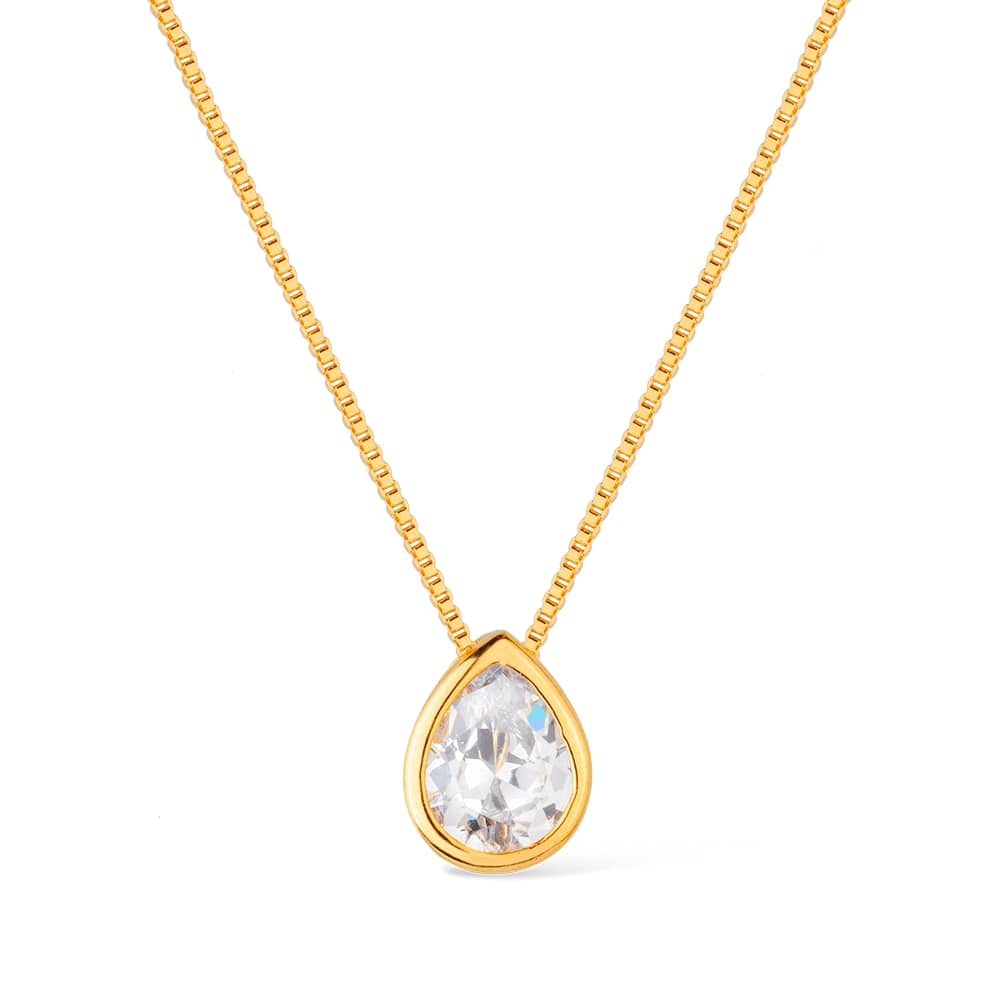 Colar dourado gota em zircônia Larme Dorée Simplicité