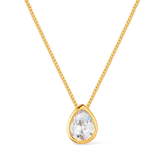 Colar dourado gota em zircônia Larme Dorée Simplicité