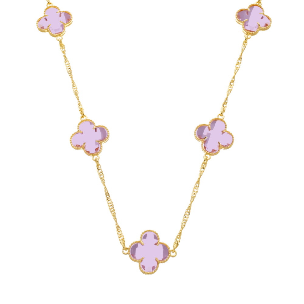 Colar dourado Cinq Trèfles Rose Simplicité