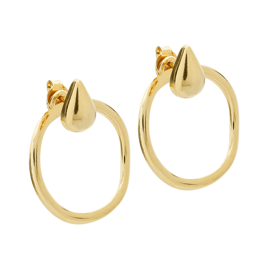 Brinco dourado gota com argola Goutte Dorée Simplicité