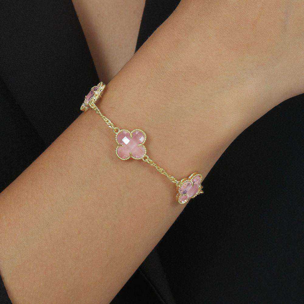Pulseira dourada Bracelet Trèfles Rose Simplicité em detalhe