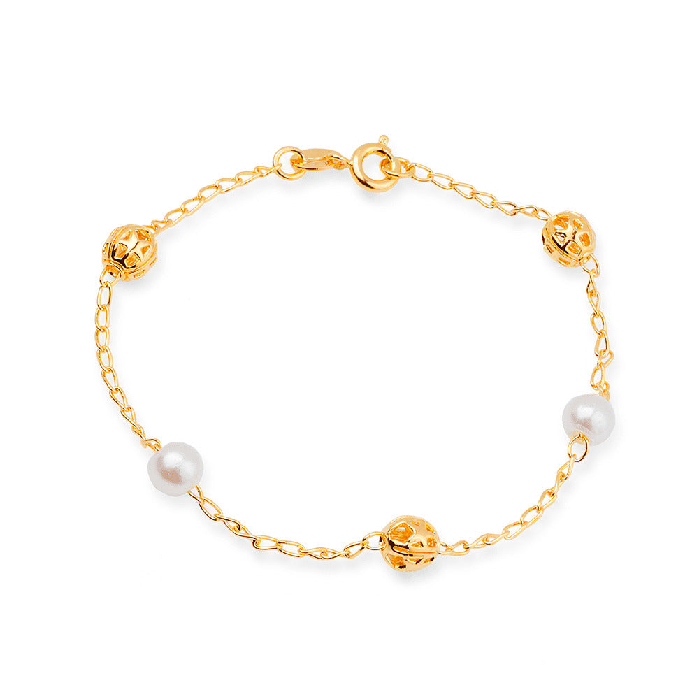Pulseira dourada Perle Ajourée Simplicité