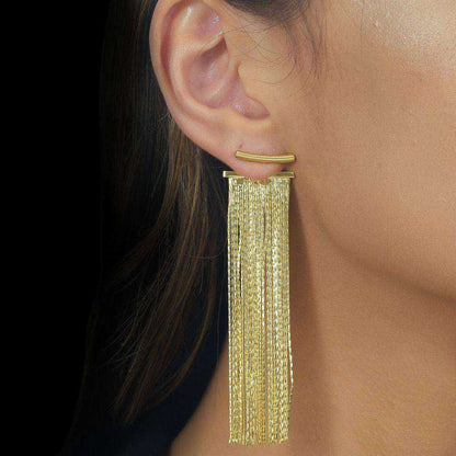 Brinco dourado Frange Précieuse Simplicité em detalhe