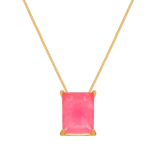 Colar dourado Rectangle Rose Pendentif Simplicité