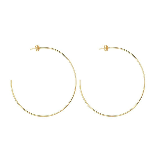 Brinco dourado argola fina grande Grand Cercle Simplicité