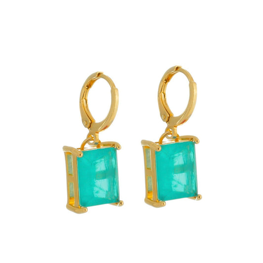 Brinco dourado Anneau Émeraude Simplicité