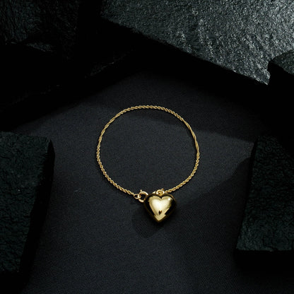 Pulseira Dourada de Cordão Baiano com Coração – Bracelet du Cœur Simplicité