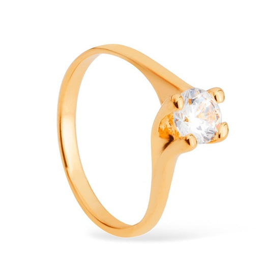 Anel dourado Bague Solitaire Précieuse Simplicité