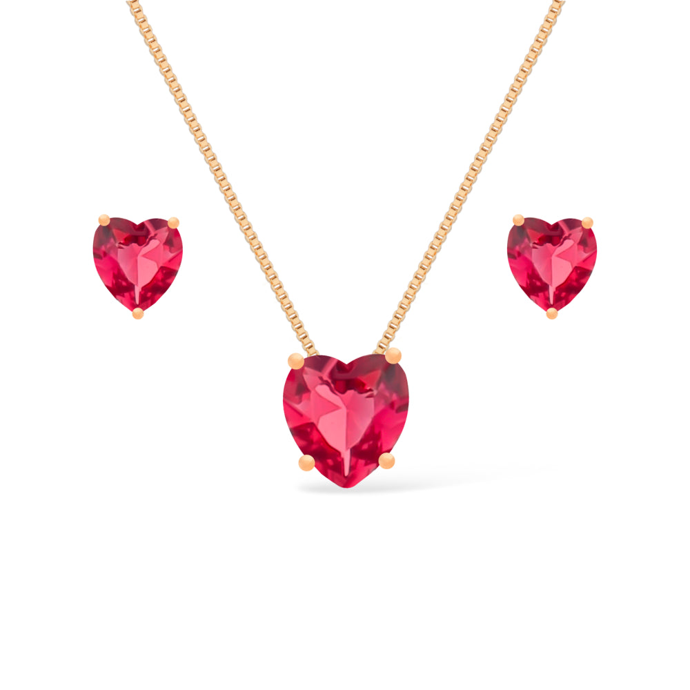 Conjunto dourado Ensemble Cœur Rubis Simplicité