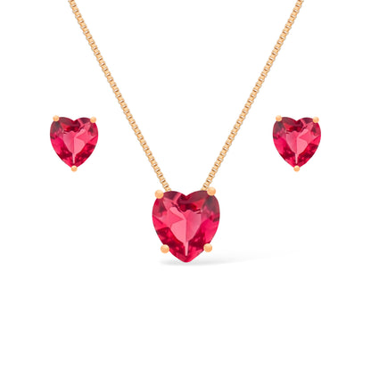 Conjunto dourado Ensemble Cœur Rubis Simplicité