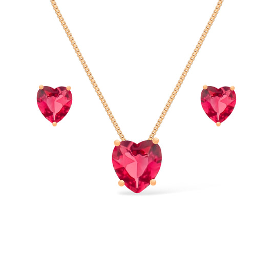 Conjunto dourado Ensemble Cœur Rubis Simplicité