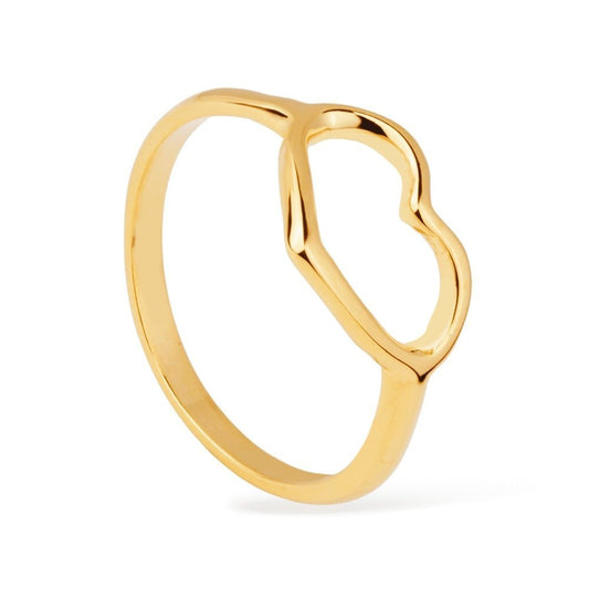 Anel dourado Bague Cœur Doré Simplicité