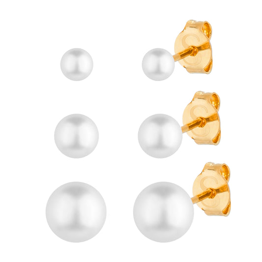 Trio de brincos dourados Trio de Perles Simplicité