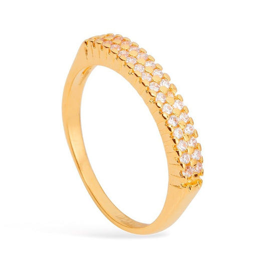 Anel dourado Bague Double Anneau Serti Simplicité