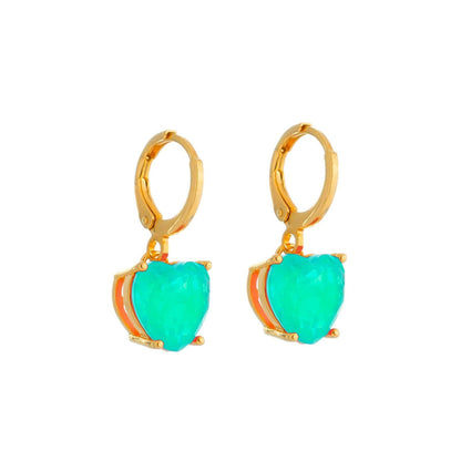 Brinco dourado Petit Cœur Émeraude Simplicité
