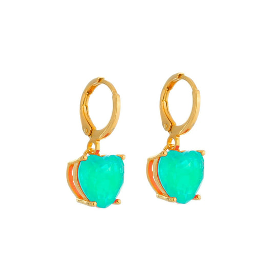 Brinco dourado Petit Cœur Émeraude Simplicité
