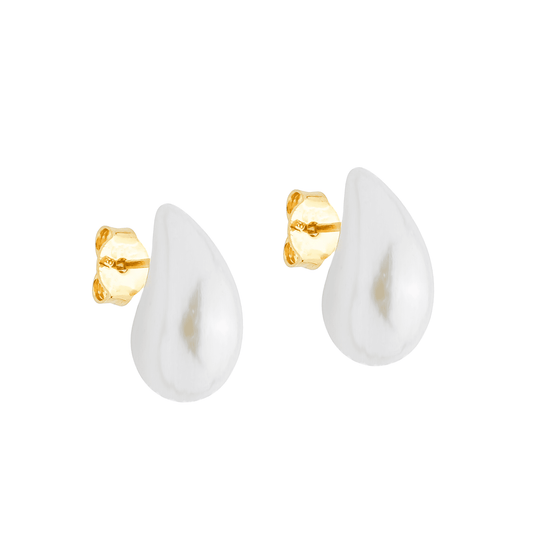Brinco dourado pérola formato gota Perle de Rosée Simplicité