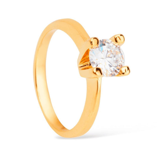 Anel dourado Bague Solitaire Classique Simplicité